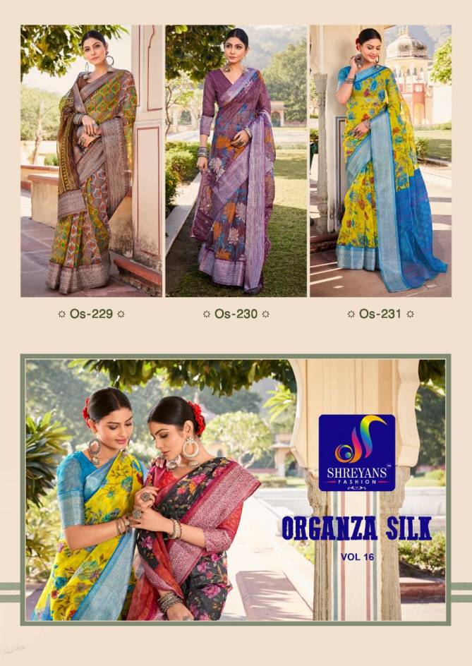 Shreyans Organza Silk 16 Ethnic Wear Wholesale Organza Silk Sarees
